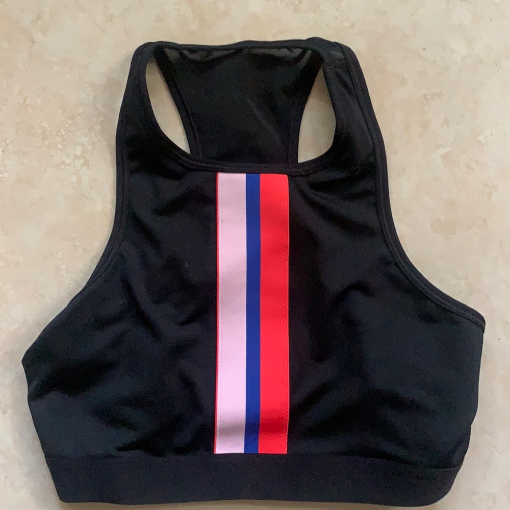 Nike Black with Stripes High Neck Sports Bra Size Medium
